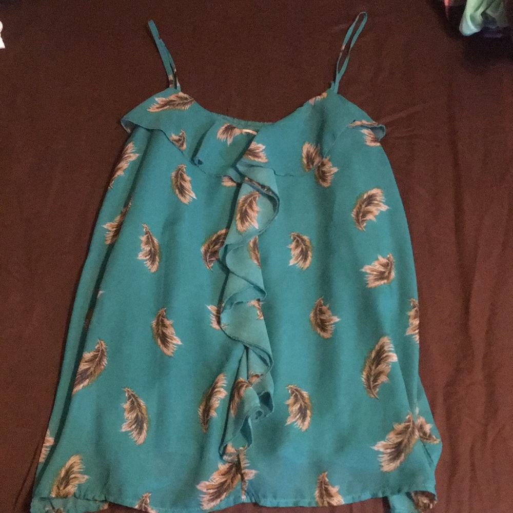Teal feather tank
